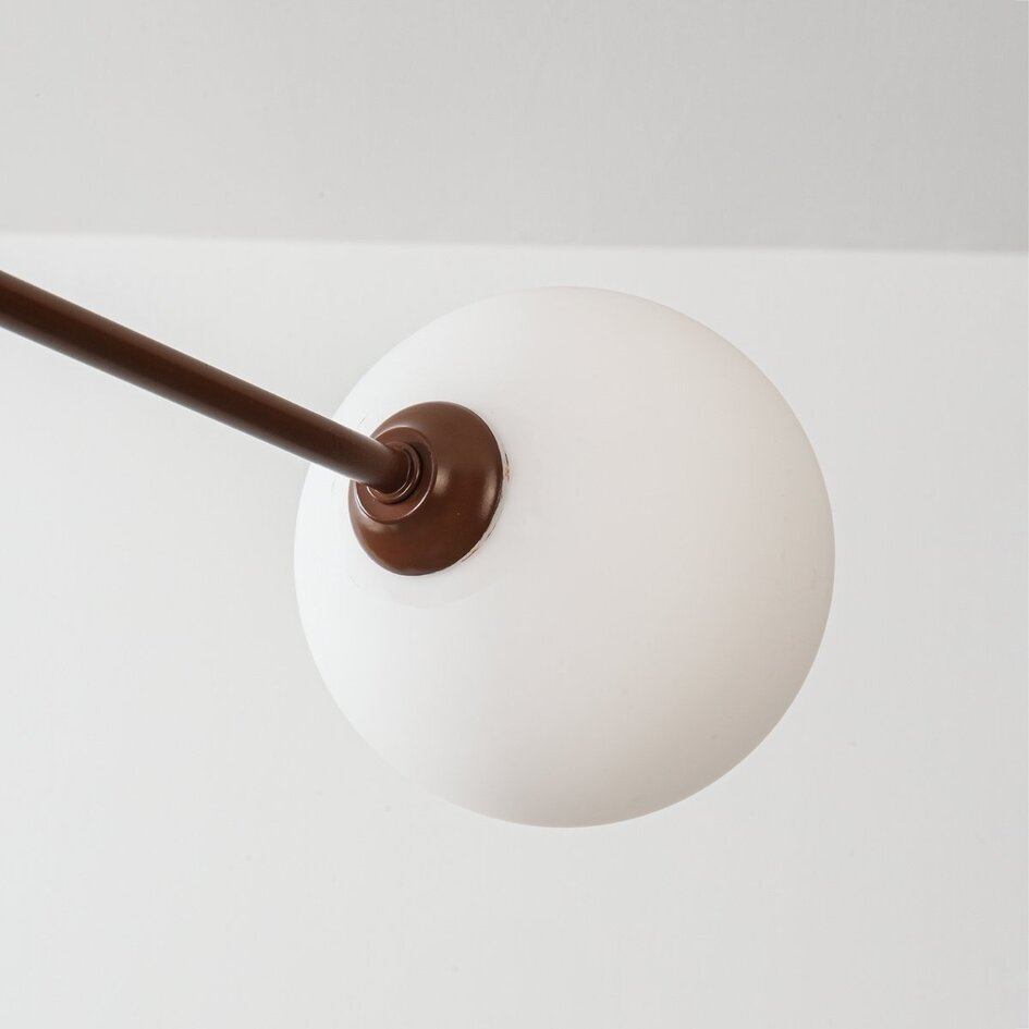 Design plafondlamp Sest bruin met melkwit glas - 6-lichts