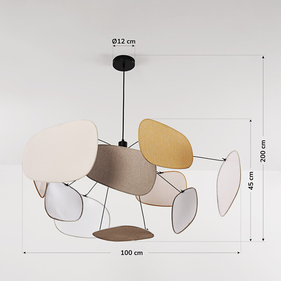 Lampe suspendue design Zandor - avec abat-jour en lin aéré dans des tons doux
