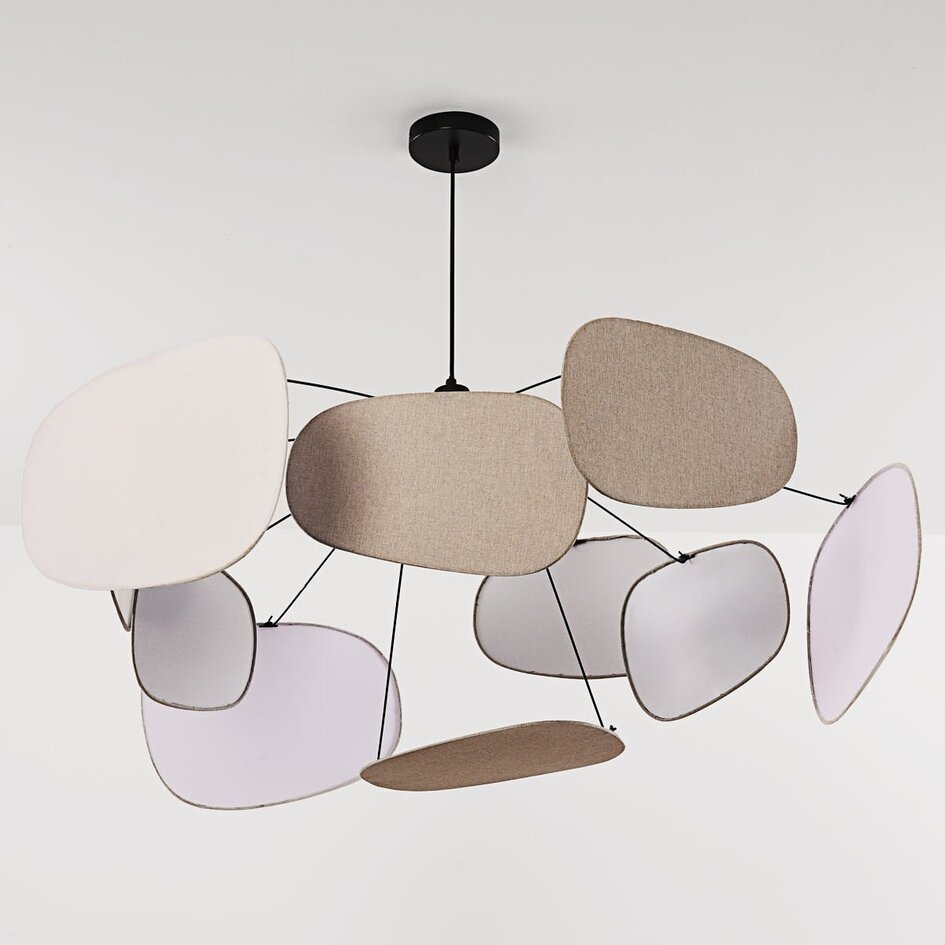 Lampe suspendue Zandor - abat-jour en lin naturel dans des tons doux et clairs