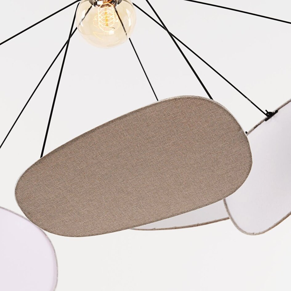 Hanglamp Zandor – naturel linnen kappen in zachte, lichte tinten