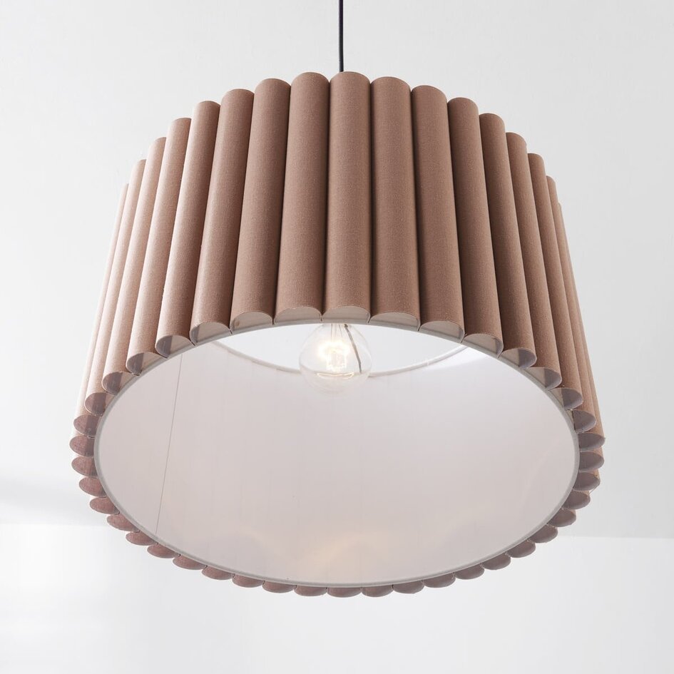 Moderne hanglamp Ripla met ronde linnen kap – mokka bruin