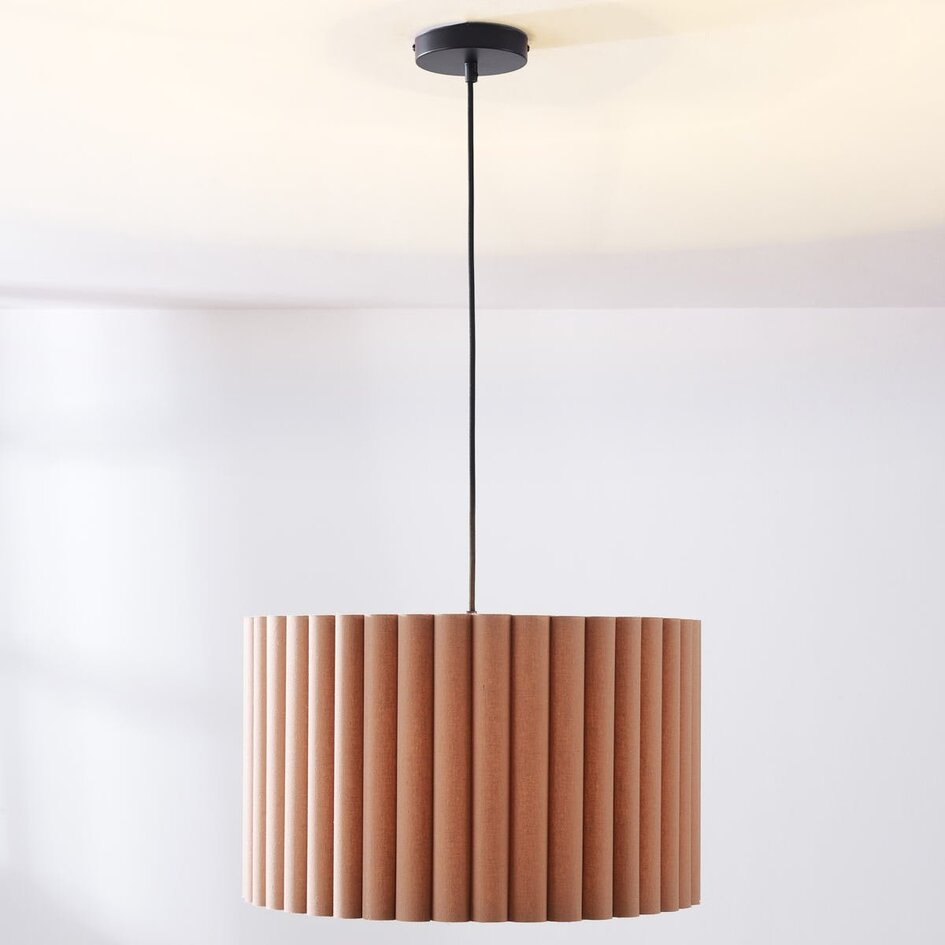 Lampe suspendue moderne Ripla avec abat-jour rond en lin - brun moka