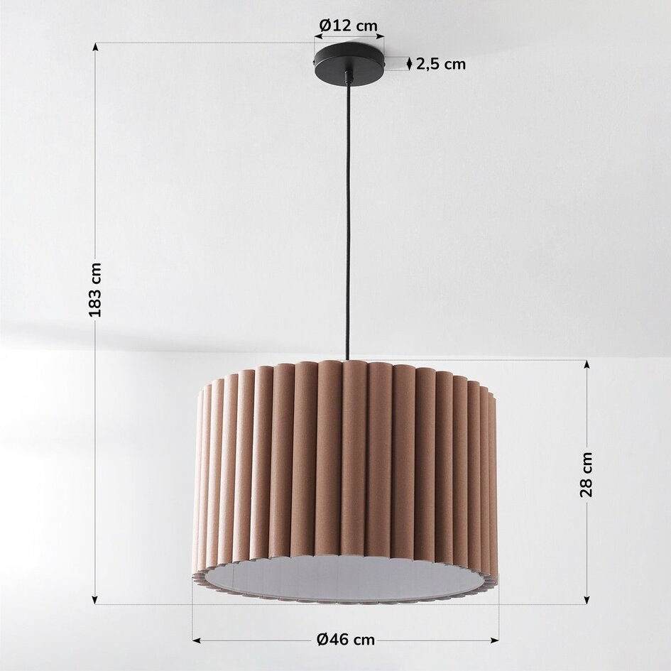 Lampe suspendue moderne Ripla avec abat-jour rond en lin - brun moka