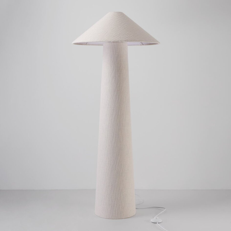 Vloerlamp Nura met linnen kap in gebroken wit