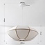 Lampe suspendue moderne Ovala avec abat-jour en lin beige et accents bruns Ø70 cm