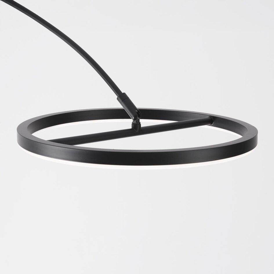Lampe arquée Talto en noir mat avec LED intégrée et variateur tactile