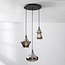 Suspension moderne Calypso à 3 lumières - noir et verre fumé