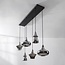 Suspension industrielle Calypso - noir, six abat-jour en verre fumé