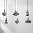 Suspension industrielle Calypso - noir, six abat-jour en verre fumé