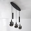 5-lichts hanglamp Eloi met drie rookglazen kappen en twee GU10 spots