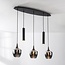 5-lichts hanglamp Eloi met drie rookglazen kappen en twee GU10 spots