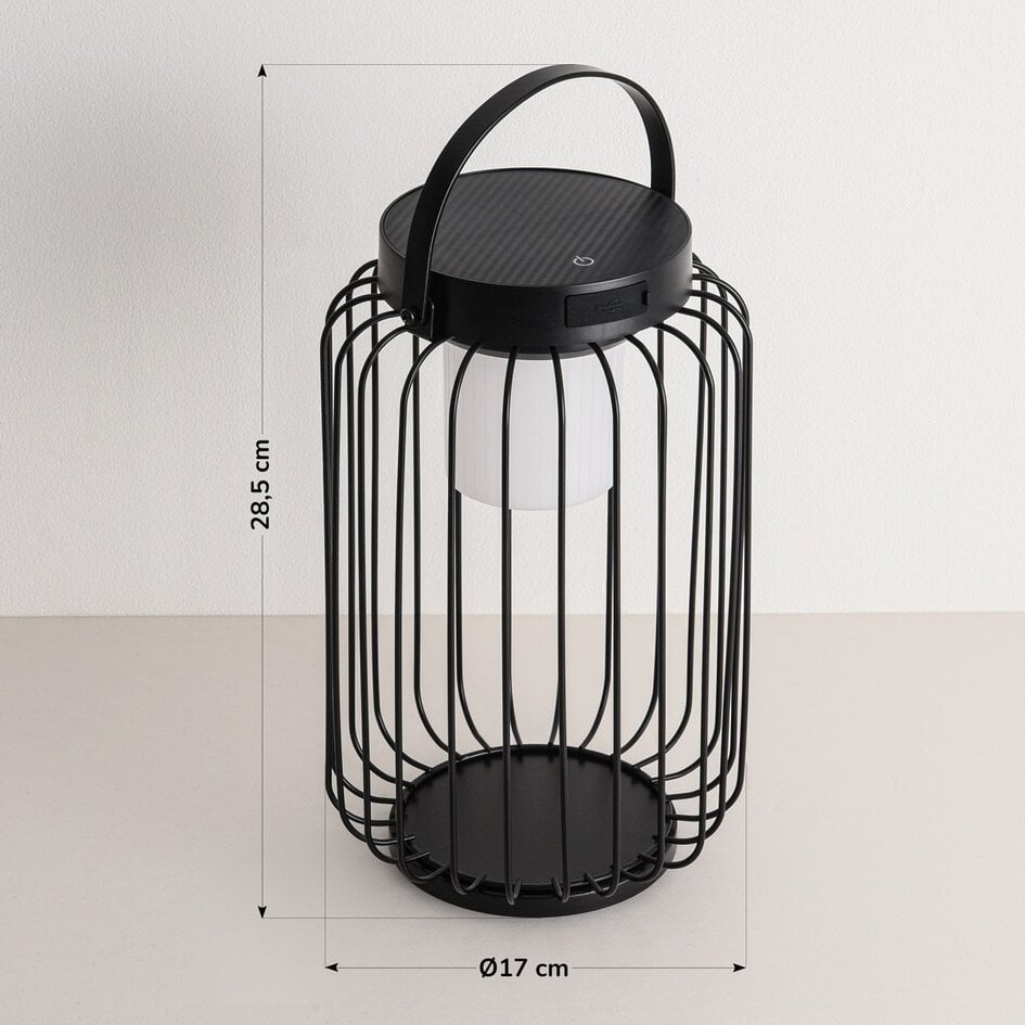 Lanterne solaire Luxon noire à LED intégrée