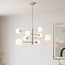 Plafonnier Oito à 8 lumières - beige et verre laiteux, orientable