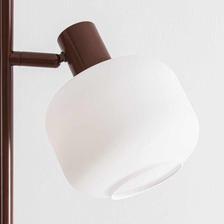 Staande lamp Jesse bruin met melkwit glas, 3-lichts
