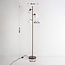 Lampadaire Jesse brun avec verre blanc laiteux, 3 lumières