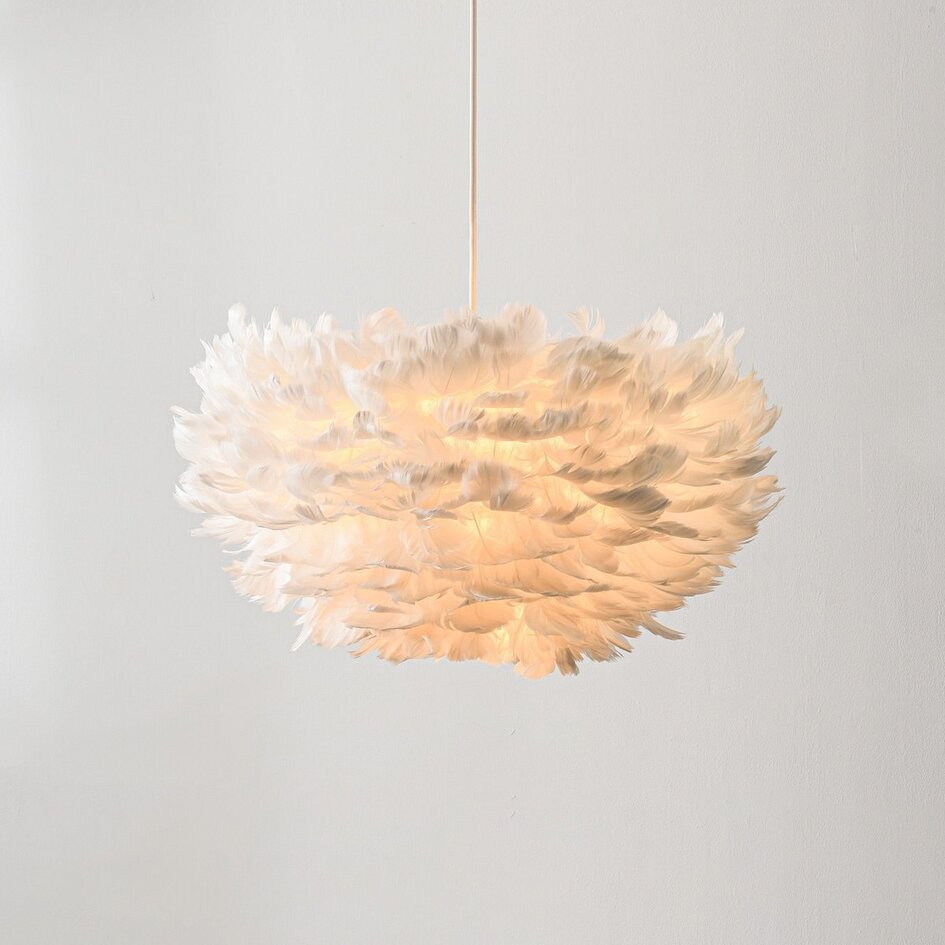 Suspension Floka avec plumes blanches douces
