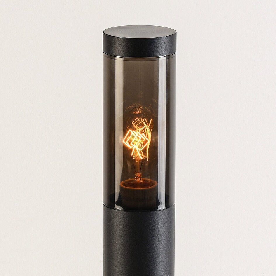 Lampe d'extérieur sur pied Livia noire à abat-jour en verre