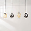 4-lichts hanglamp Delia met smoke- en licht amber glas en gouden accenten