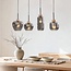 4-lichts hanglamp Astra - smoke glas met touw accenten