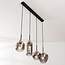 4-lichts hanglamp Astra - smoke glas met touw accenten