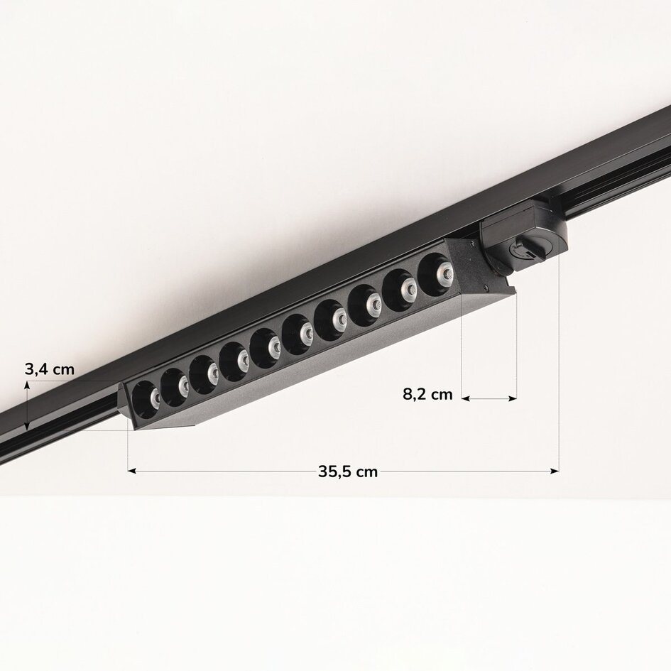 Spot rail 10 W monophasé Nexu avec LED intégrées en 3000 K ou 4000 K - noir