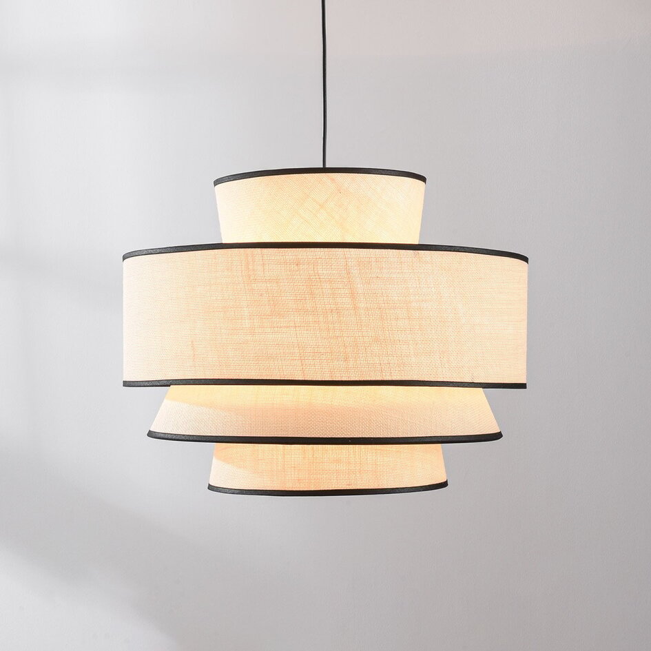 Lampe suspendue beige avec abat-jour en tissu - Zenza