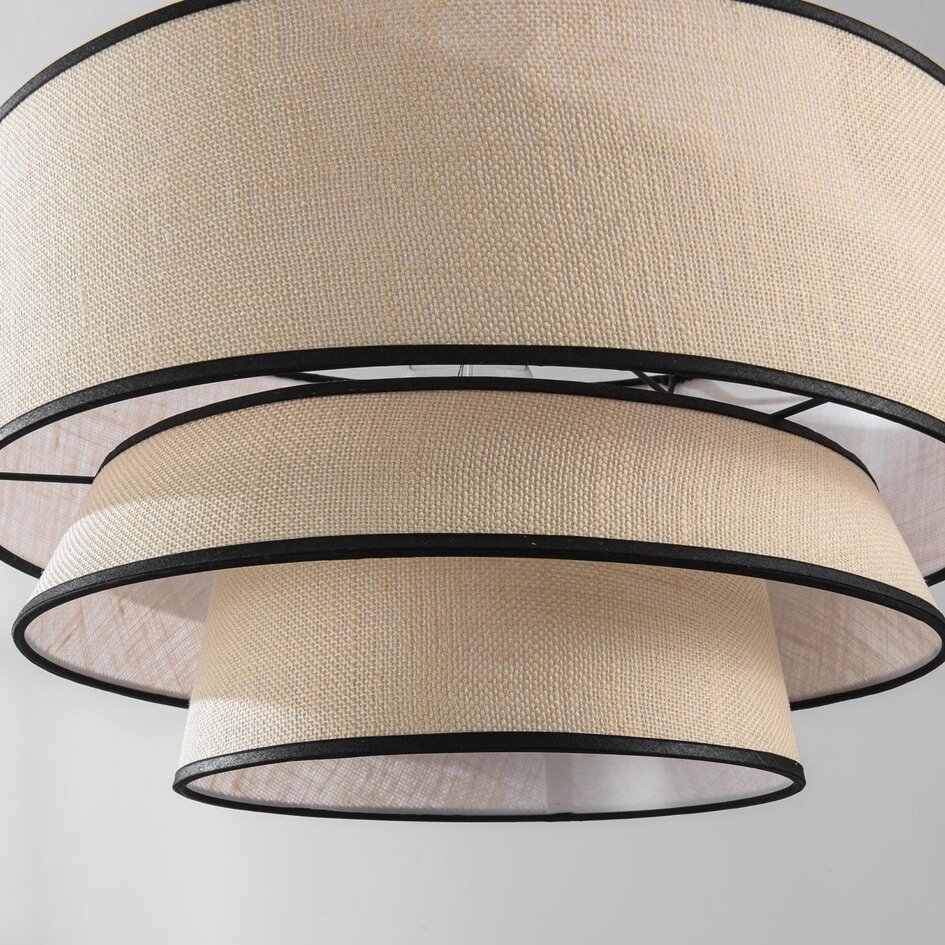 Lampe suspendue beige avec abat-jour en tissu - Zenza