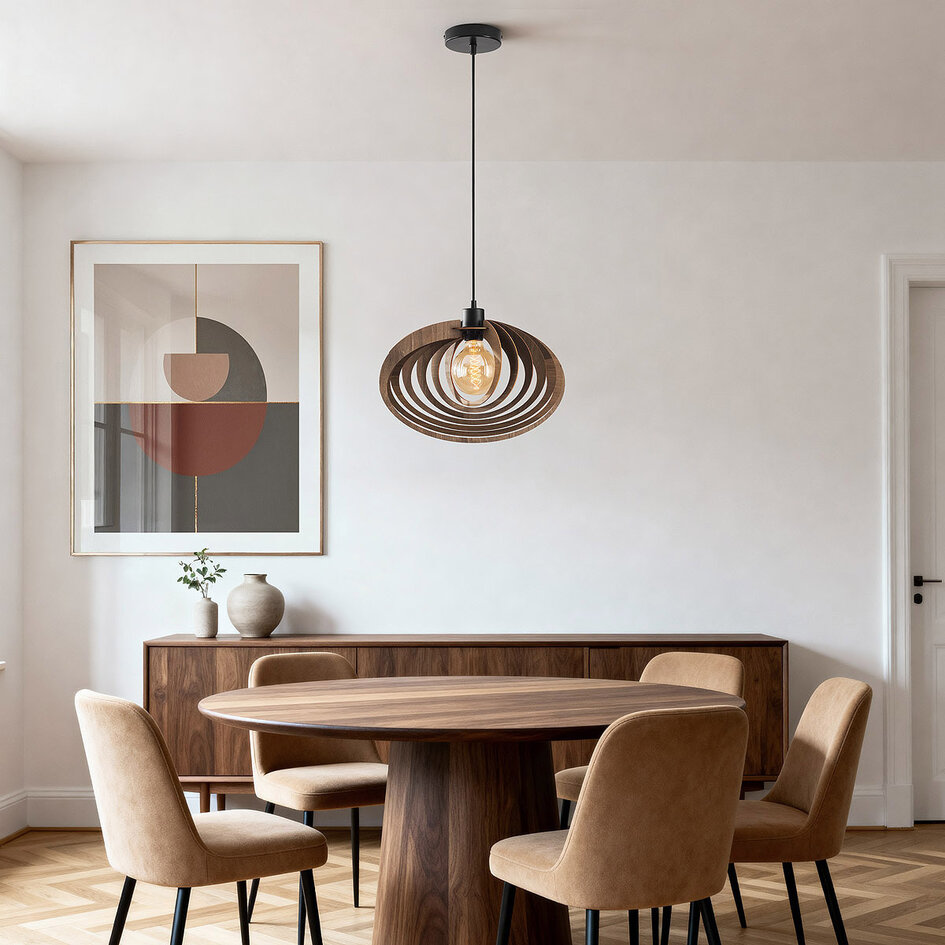 Suspension en bois Lysa en noyer chaud