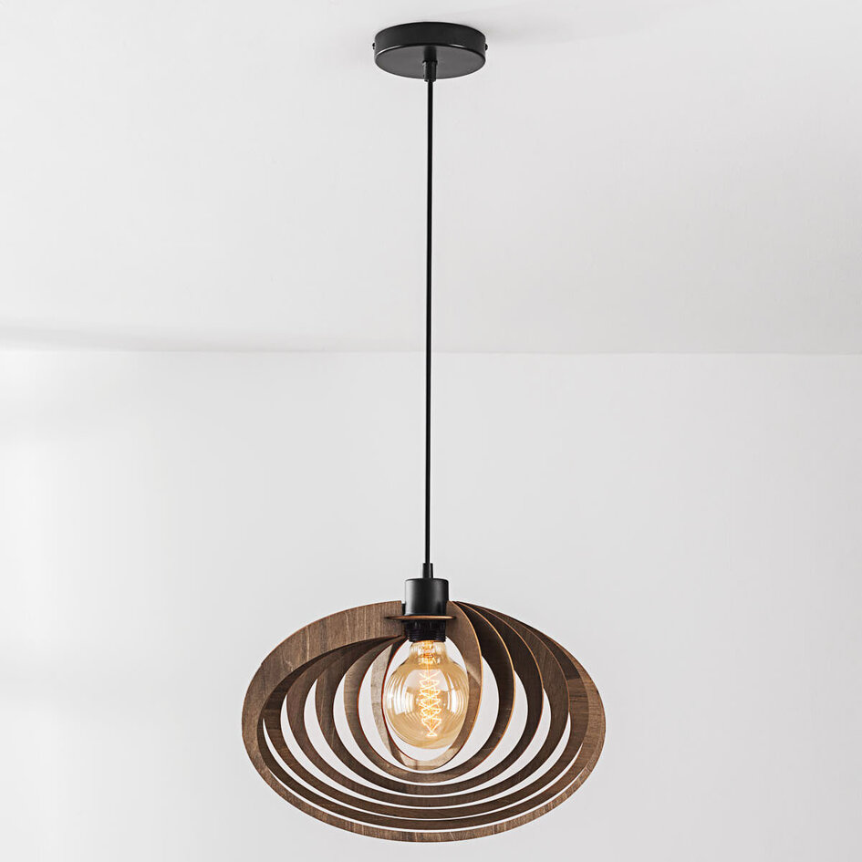 Houten hanglamp Lysa in warm walnoot