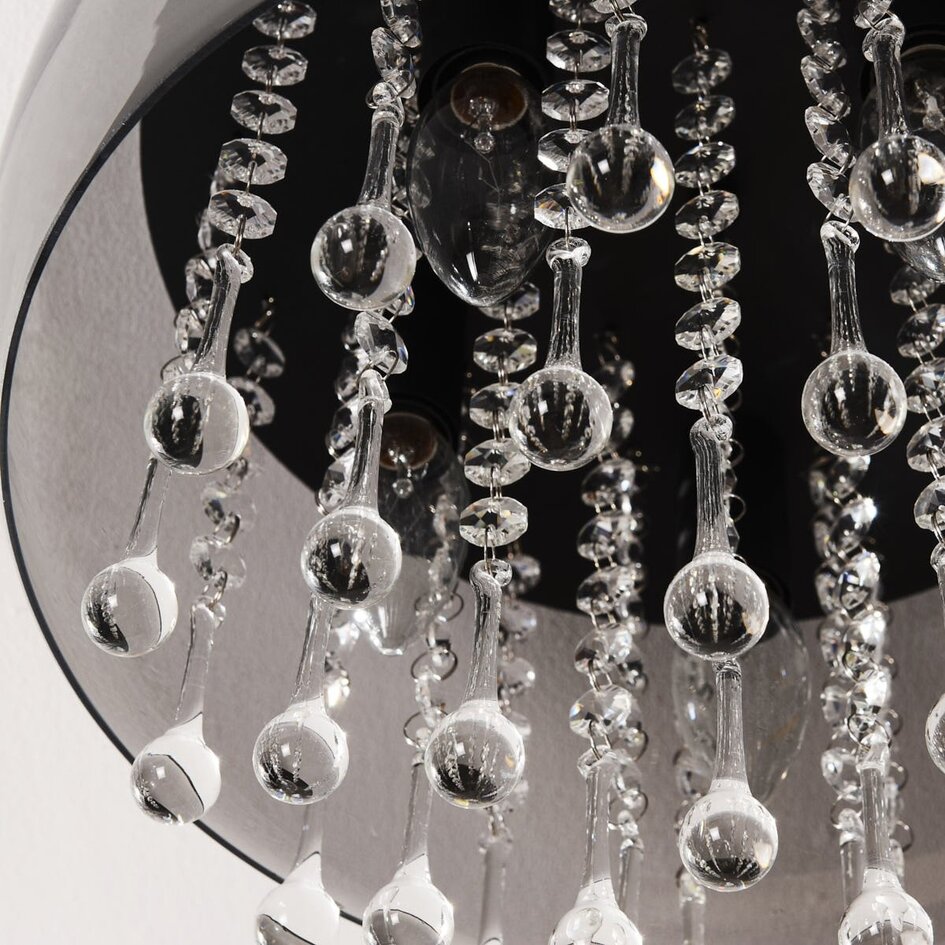 Plafondlamp Zafira met smoke glas en kristalaccenten