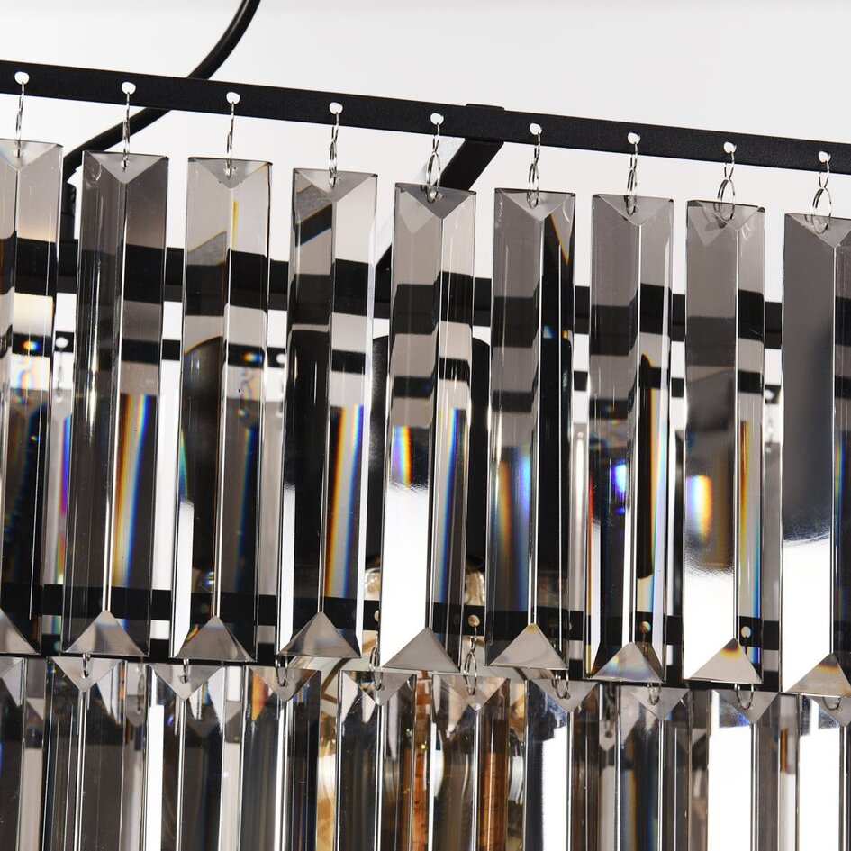 3-lichts luxe hanglamp Kristo met smoke kristalglas