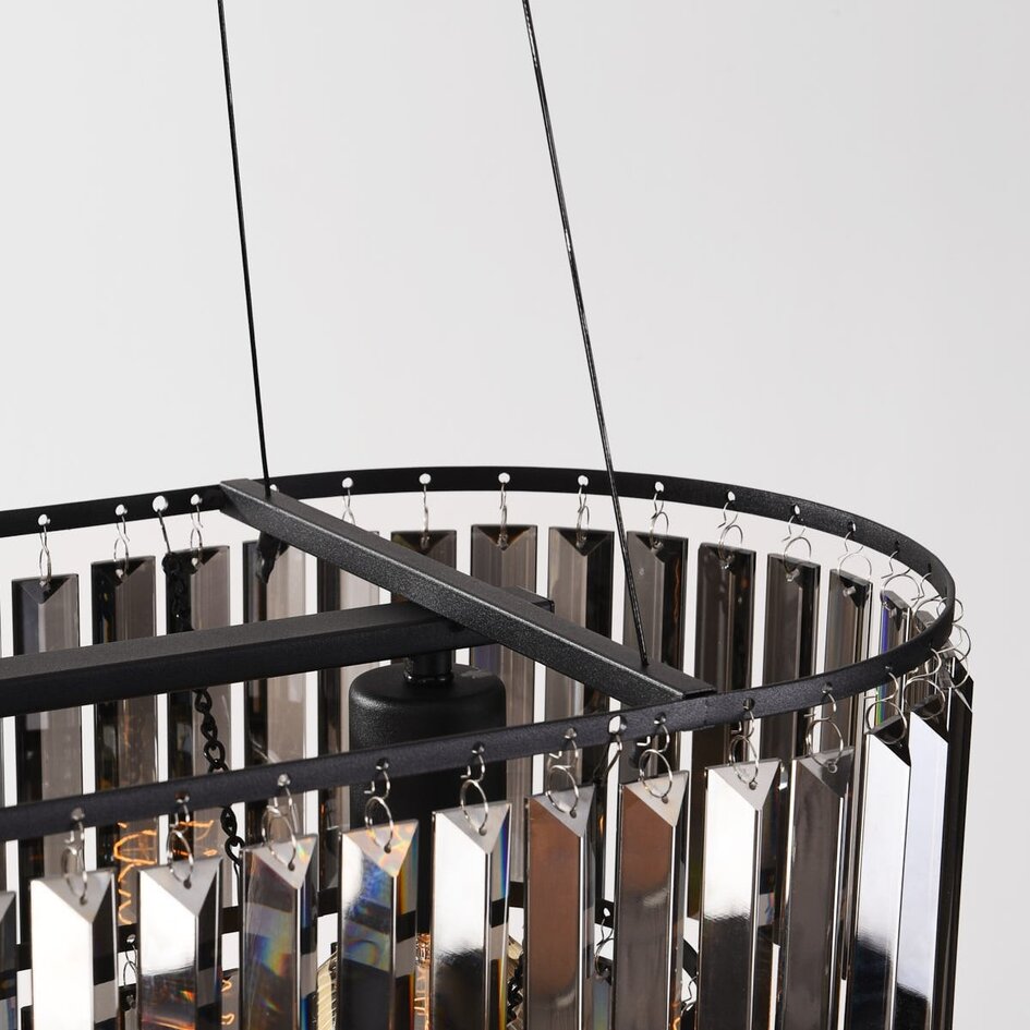 3-lichts luxe hanglamp Kristo met smoke kristalglas