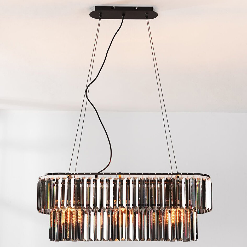 Suspension luxueuse à 3 lumières Kristo avec verre cristal fumé