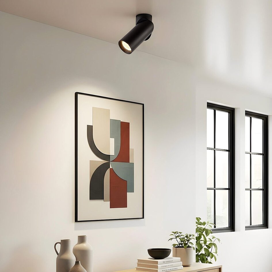 Richtbare opbouwspot Minar – zwart Ø6 cm