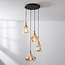 Retro design hanglamp Calypso met vier amber glazen kappen