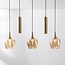 Suspension moderne Eloi avec deux spots GU10 dorés et abat-jours en verre ambré, 5 lumières