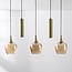 Suspension moderne Eloi avec deux spots GU10 dorés et abat-jours en verre ambré, 5 lumières
