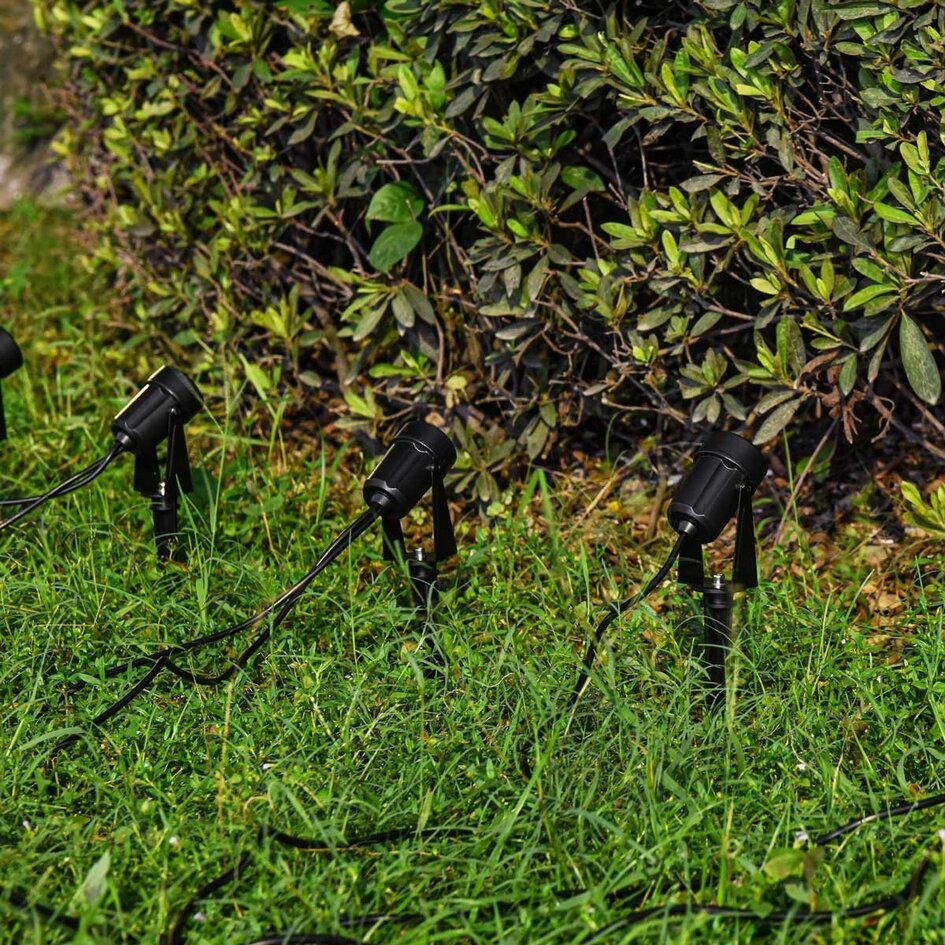 Set van 8 kantelbare tuinspots met afstandsbediening - zwart met dimbare LEDs