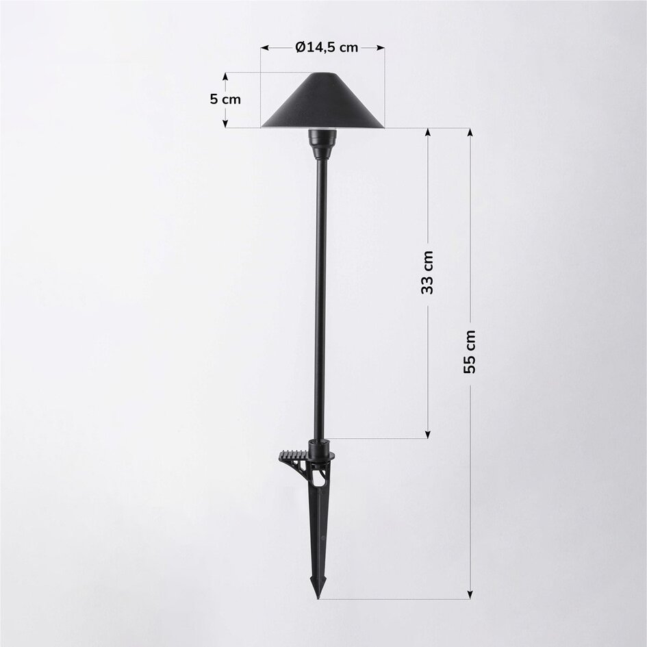 Set van 6 compacte buitenlampen met afstandsbediening – zwart met dimbare LEDs
