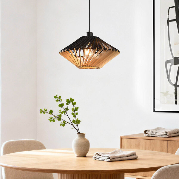 Suspension Nordli en bois noir et naturel