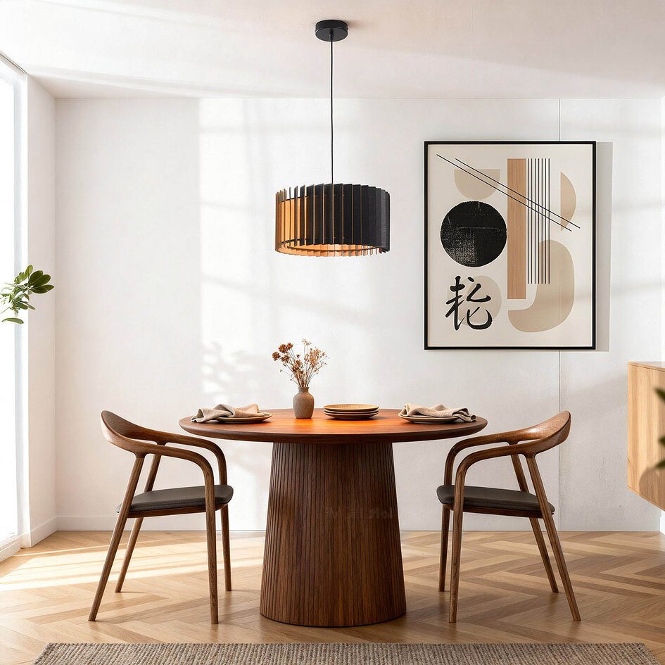 Suspension Vyra en bois noir avec intérieur naturel