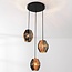 Suspension Lumra à 3 lumières - corde noire et naturelle