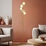 Lampadaire design Tyson 5 lumières en doré et verre blanc laiteux