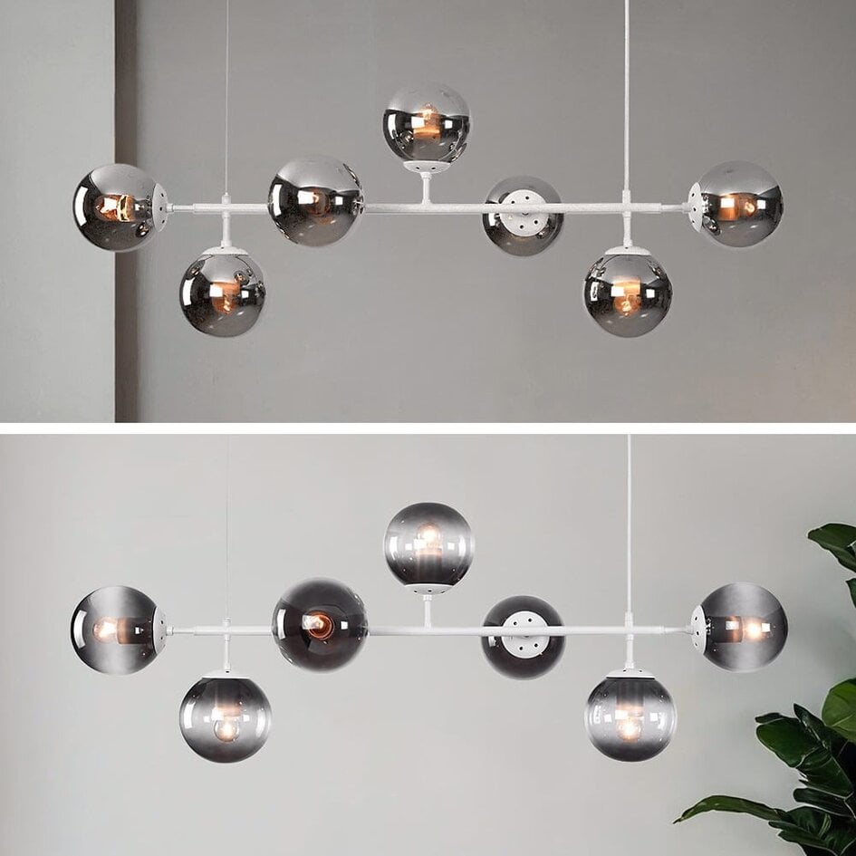 Suspension Hepta 7 lumières en verre fumé - blanc