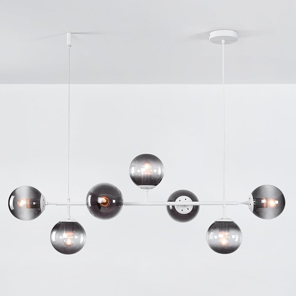 Suspension design cadre blanc et verre fumé - Hepta