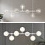 Suspension Hepta 7 lumières en verre opalin et transparent - blanc