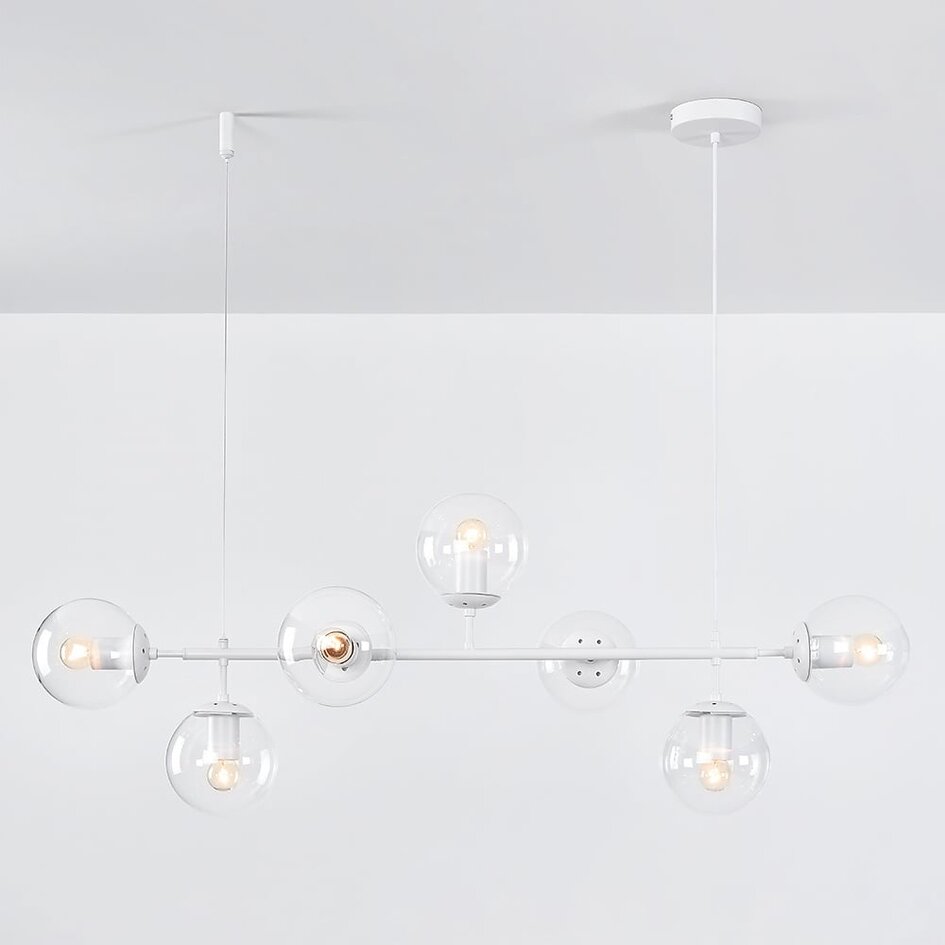 Suspension design avec verre transparent, 7 lumières - Hepta