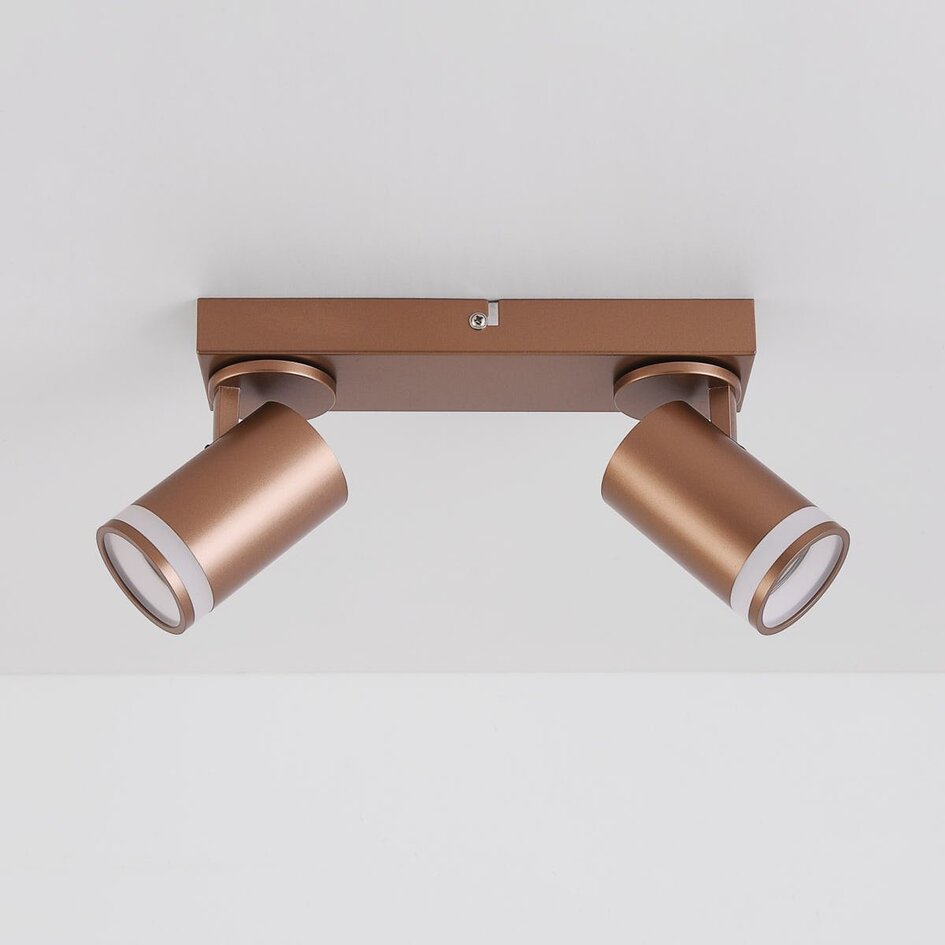 Spot de plafond moderne Dotto dans une teinte terre chaude, 2 lumières - orientable