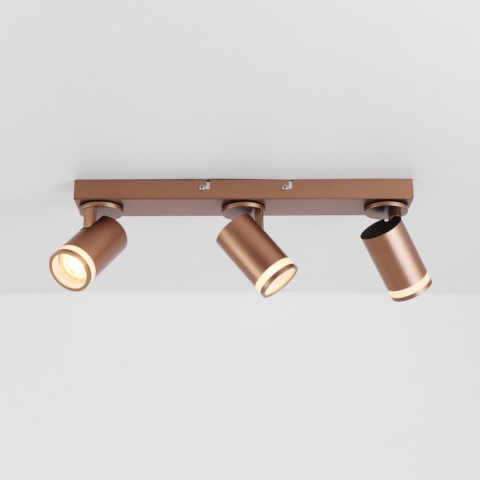 3-lichts richtbare plafondspot Dotto in warme aardetint