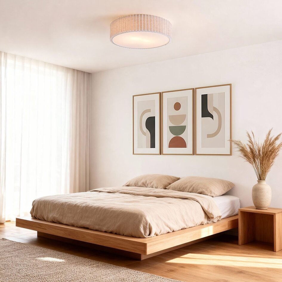 Plafonnier Vexel avec abat-jour plissé Ø40 cm - blanc cassé